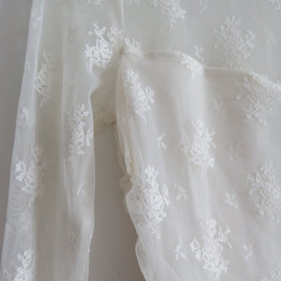 BHLDN Bailee White Lace Ruched Stretch Bodycon Dress Romantic Wedding Size S - Picture 6 of 14